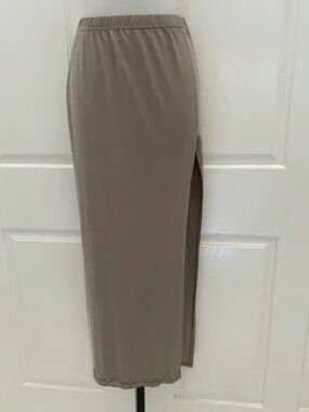 Eleven Taupe Pencil Maxi Skirt w/High Slit Sz S